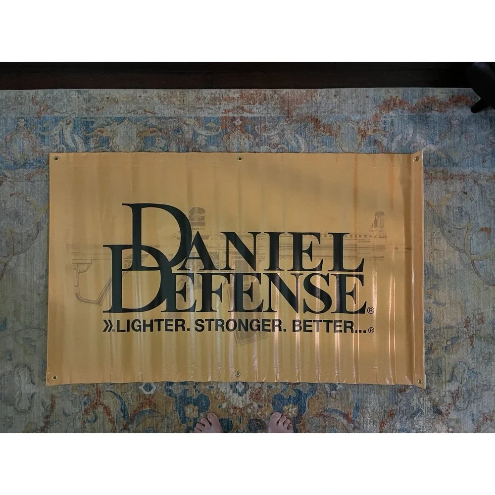 Daniel Defense 3' X 5' Vinyl Banner W Grommets MK 18 Silhouette DD Logo Yellow